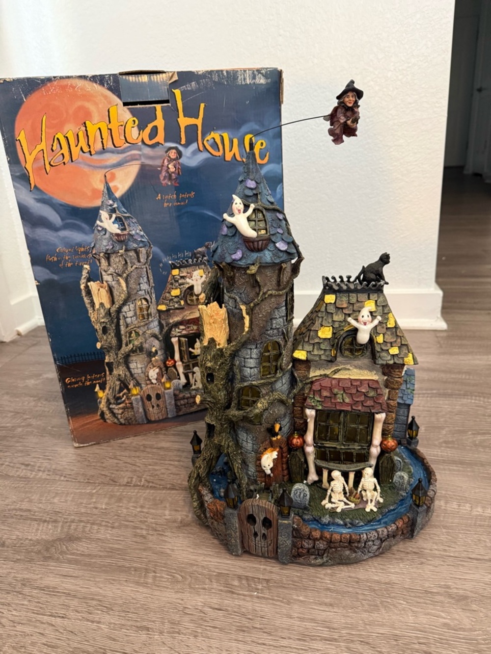 Vintage Costco Lighted Animated Haunted House Halloween Decor 19.5" RARE